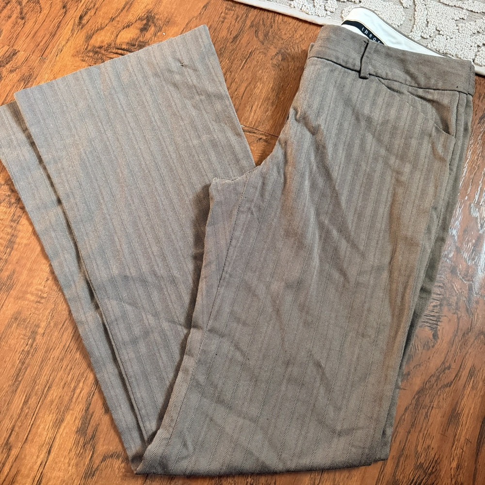 THEORY Max C Tailor Flare Dress Pants Brown Creased Women Sz 8 Preppy Luxe